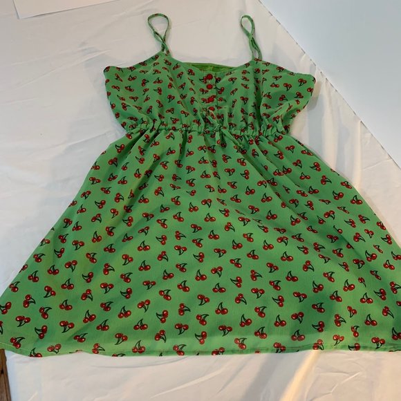 Apple Green with Cherries Sun Dress - Picture 1 of 12